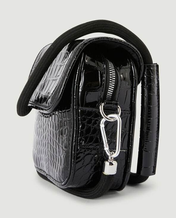 Sac boxy effet croco verni noir - Pimkie