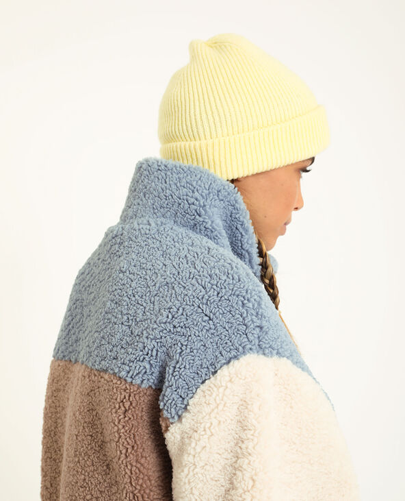 Bonnet avec revers jaune fluo - Pimkie