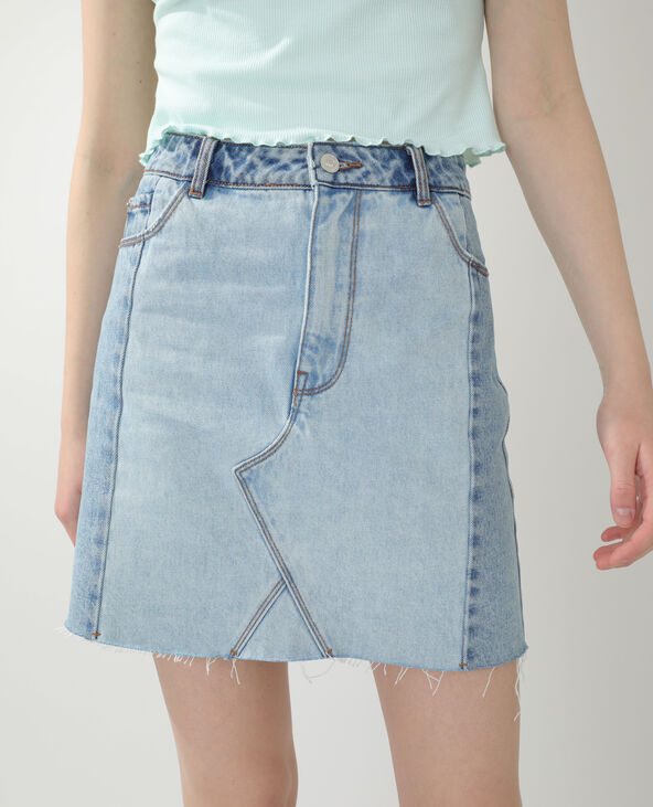 Jupe en jean destroy bleu - Pimkie