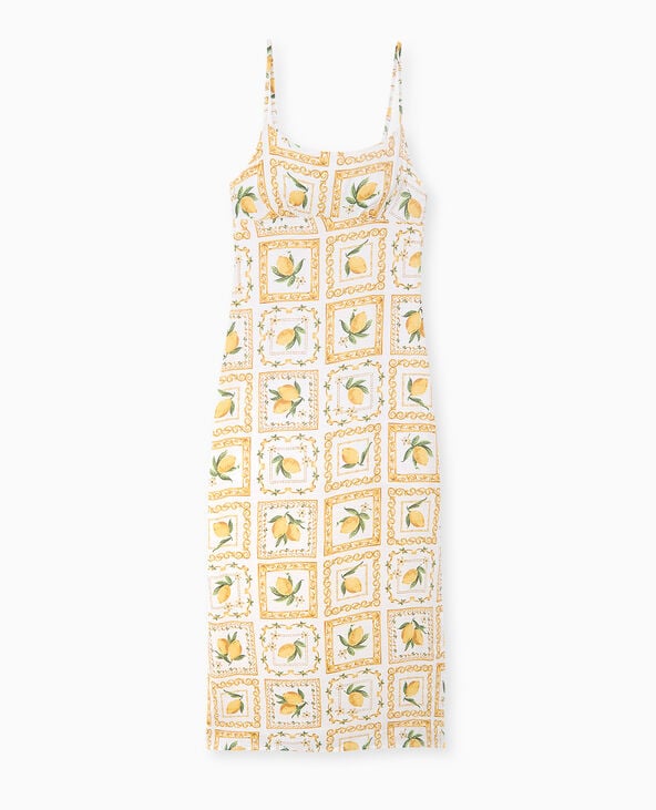 Robe longue encolure empire motif citrons jaune - Pimkie