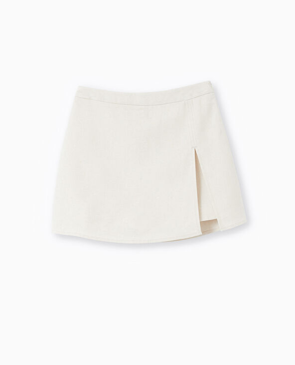 Jupe-short en tissu effet lin rustique blanc - Pimkie