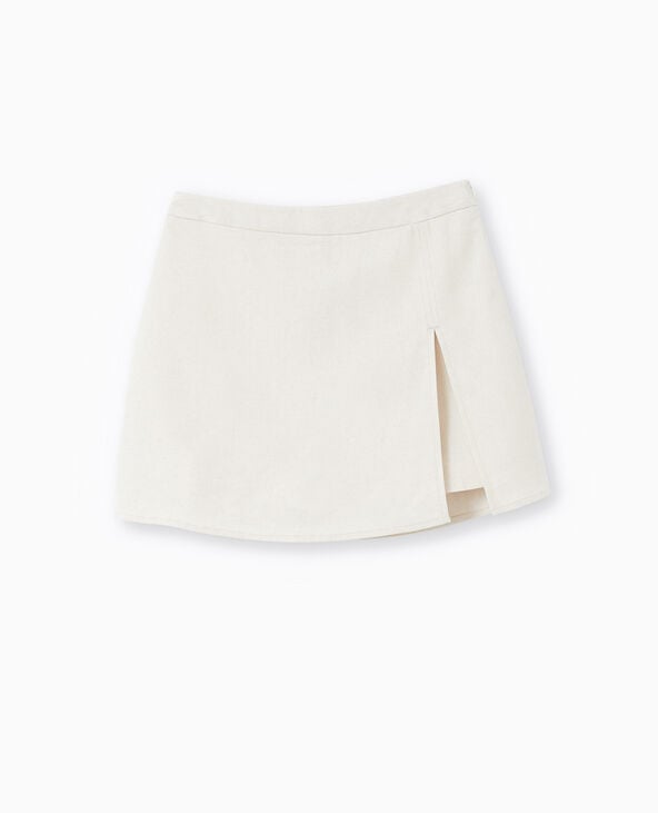Jupe-short en tissu effet lin rustique blanc - Pimkie