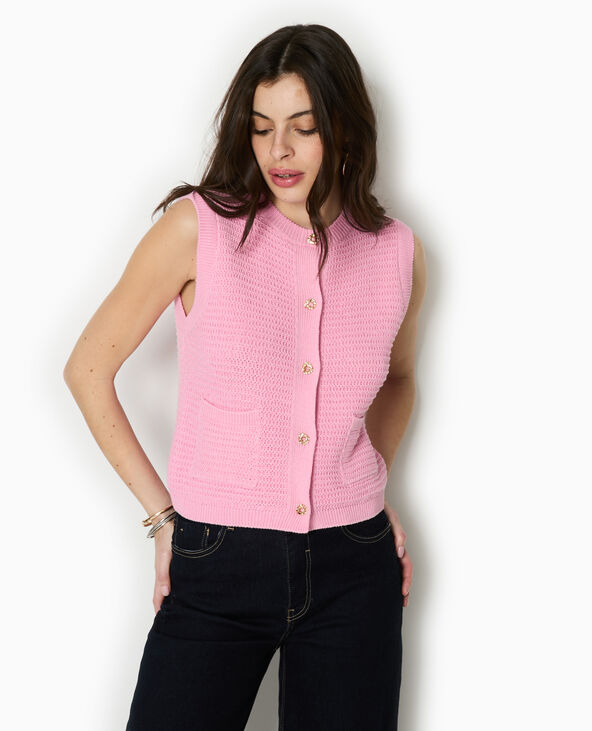 Gilet sans manches boutons métal rose - Pimkie