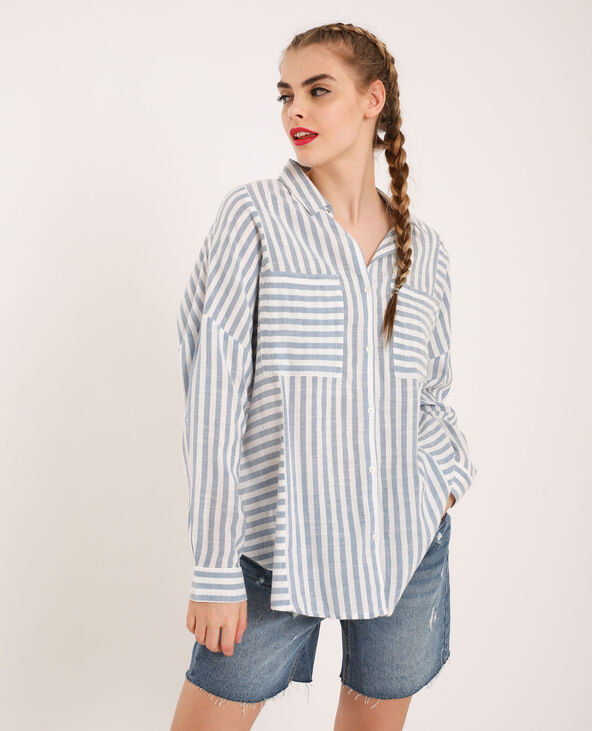 Chemise oversized à rayures bleu clair - Pimkie