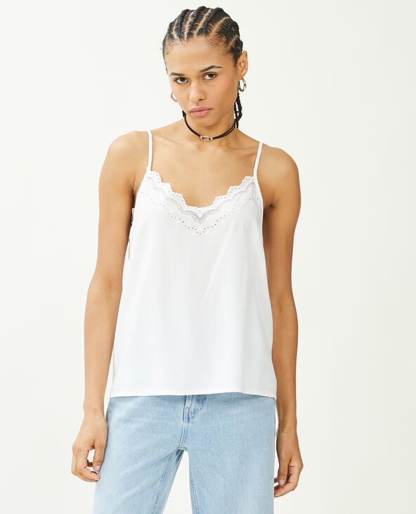 Top dentelle fines bretelles blanc - Pimkie