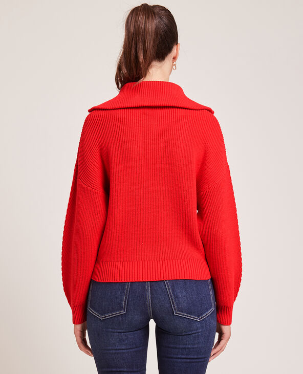 Pull en maille col zippé rouge - Pimkie