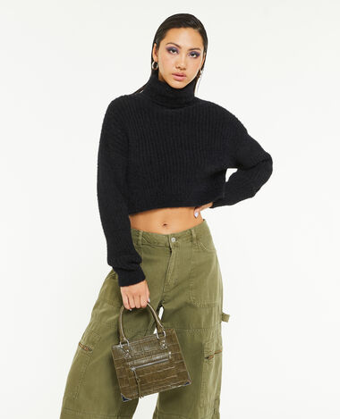 Sac boxy effet croco avec chaîne vert kaki - Pimkie