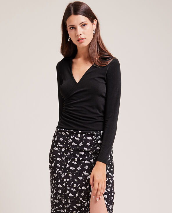 Top cache-cœur en maille fluide noir - Pimkie