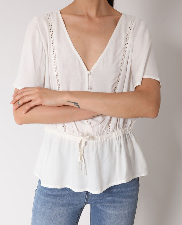 Blouse à col V blanc - Pimkie