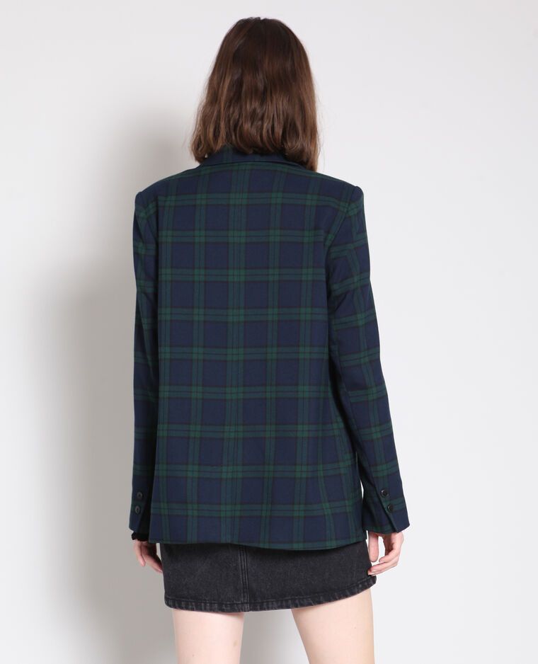 Blazer à carreaux bleu marine - Pimkie
