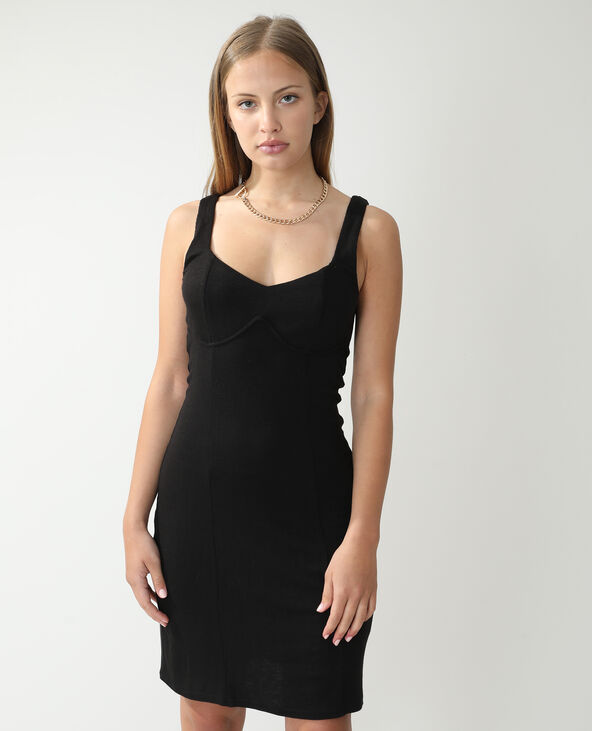 Robe moulante côtelée noir - Pimkie