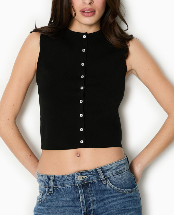 Top boutonné en maille fine noir - Pimkie