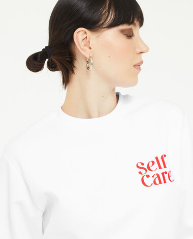 Sweat col rond avec print blanc - Pimkie