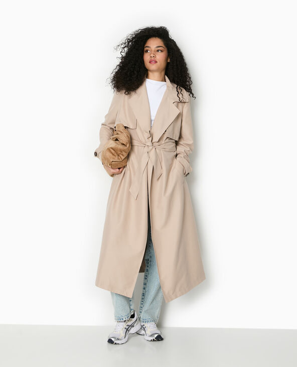 Trench long et fluide avec ceinture écru - Pimkie