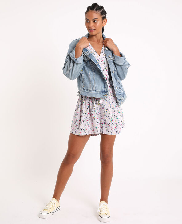 Combishort à fleurs violet - Pimkie