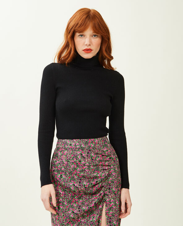 Pull col roulé maille côtelée noir - Pimkie