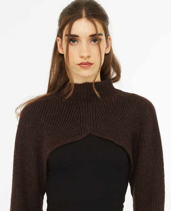 Pull chauffe-épaules en grosse maille marron - Pimkie