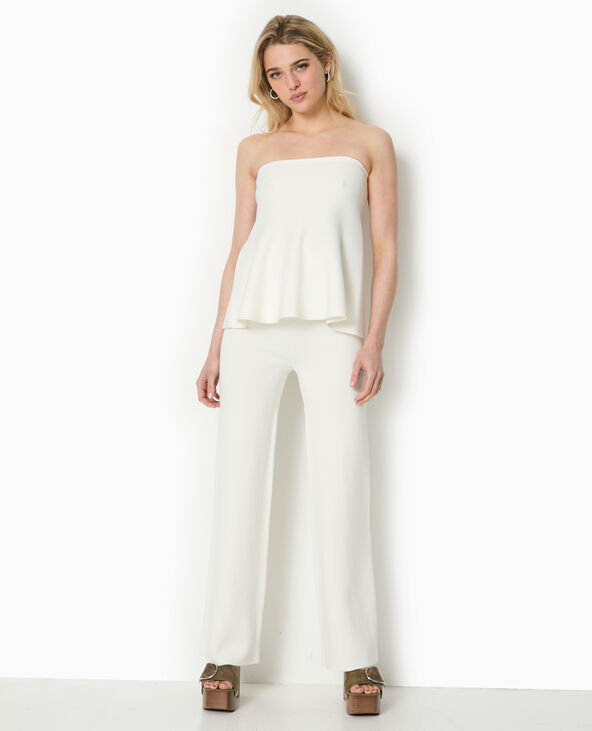 Top bustier évasé en maille blanc - Pimkie