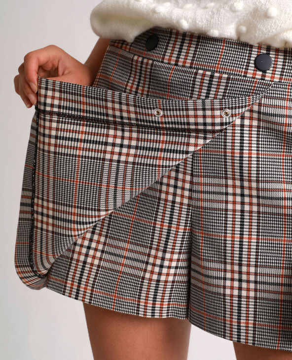Jupe short à carreaux beige - Pimkie