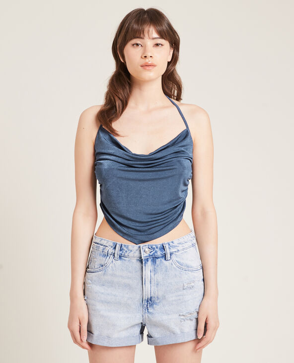 Top dos nu maille fluide bleu foncé - Pimkie