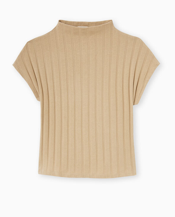 Top en maille côtes plates beige - Pimkie