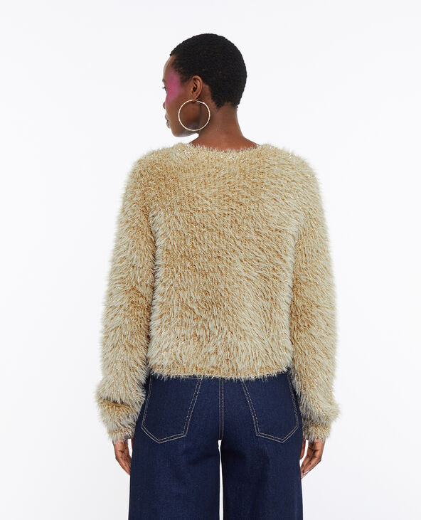 Pull court en maille poilue et lurex doré - Pimkie
