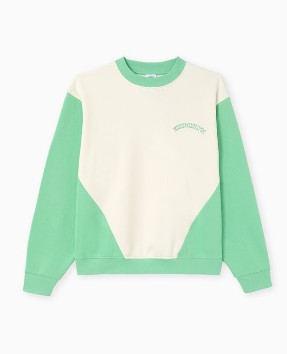 Sweat bicolore avec broderie poitrine et dos vert - Pimkie