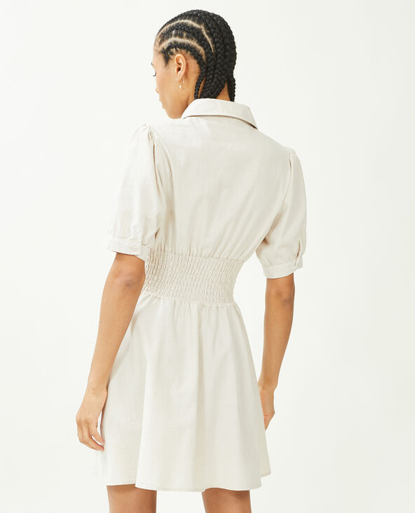 Robe cintrée et boutonnée avec lin sable - Pimkie