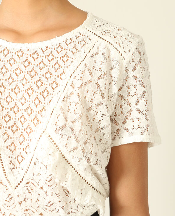 T-shirt en dentelle blanc - Pimkie