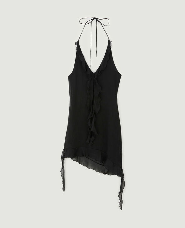 Robe courte dos-nu en tissu vaporeux noir - Pimkie