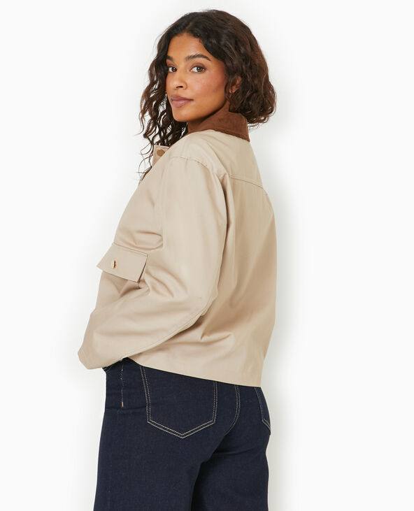 Veste en toile avec col velours côtelé doré - Pimkie