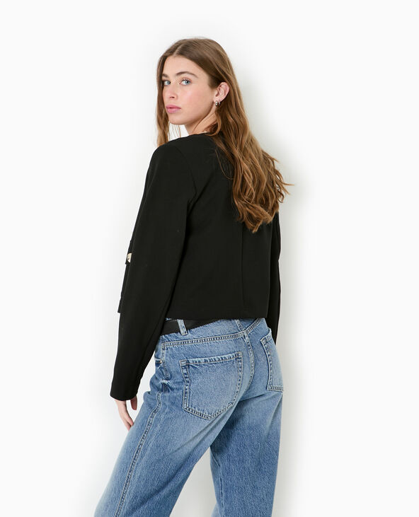 Veste droite et courte avec boutons fantaisie noir - Pimkie