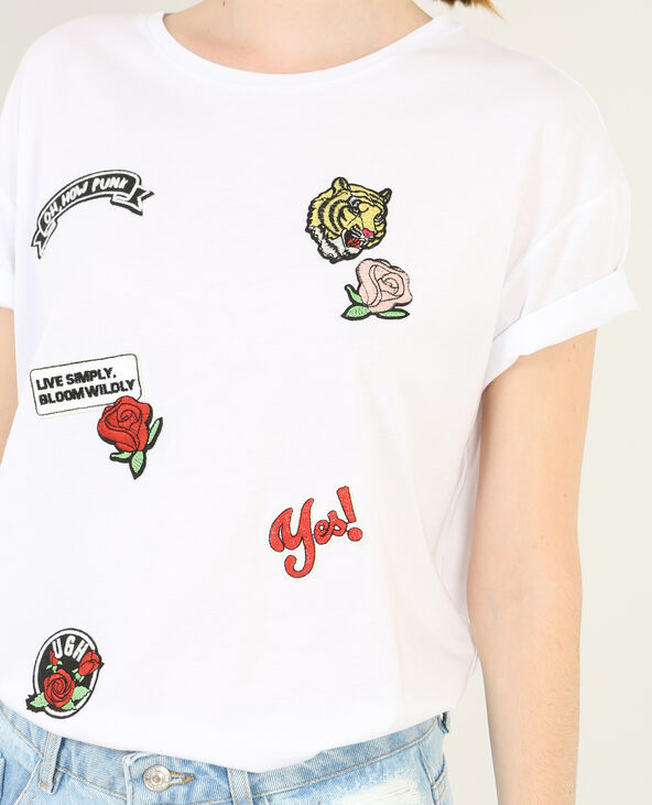 T-shirt à patchs blanc - Pimkie