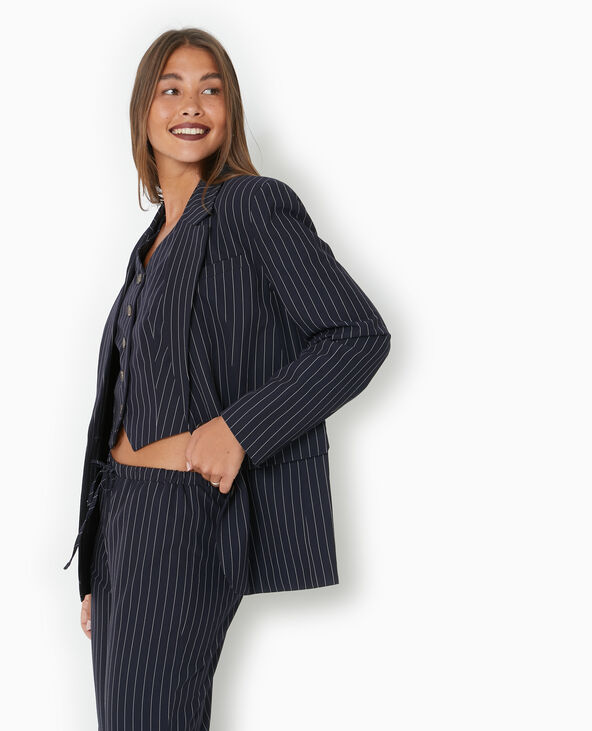 Veste blazer oversize avec rayures banquier bleu marine - Pimkie