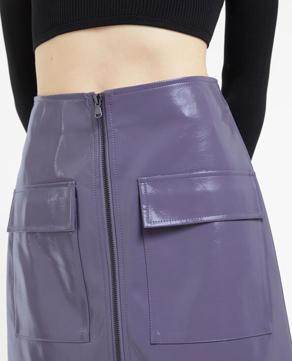 Jupe courte zippée en vinyle lilas - Pimkie