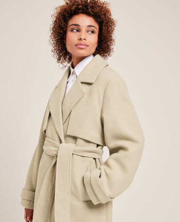 manteau beige femme laine