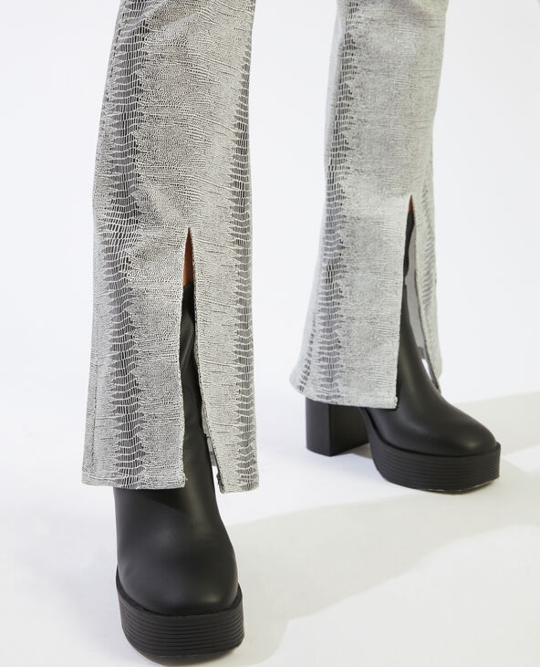 Pantalon flare enduit python blanc - Pimkie