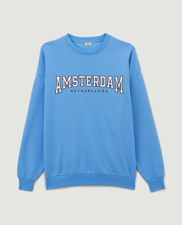 Sweat col rond oversize bleu - Pimkie