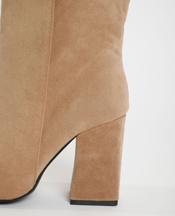 Bottes suédine à talon beige - Pimkie