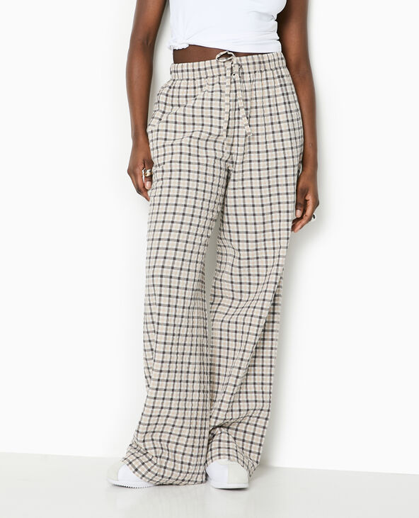 Pantalon droit à carreaux blanc - Pimkie