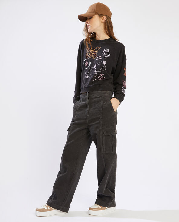 Pantalon battle en velours gris foncé - Pimkie