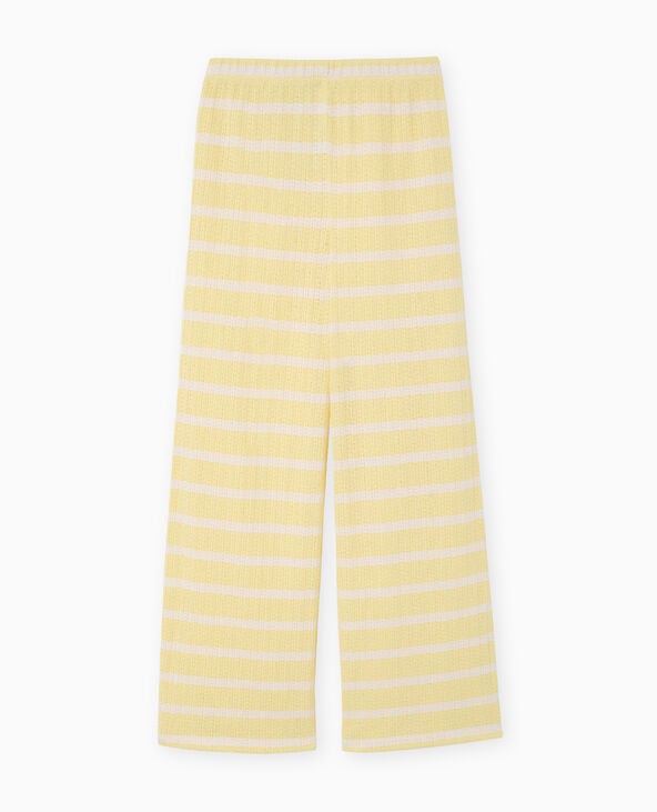 Pantalon droit en maille fantaisie rayée jaune - Pimkie