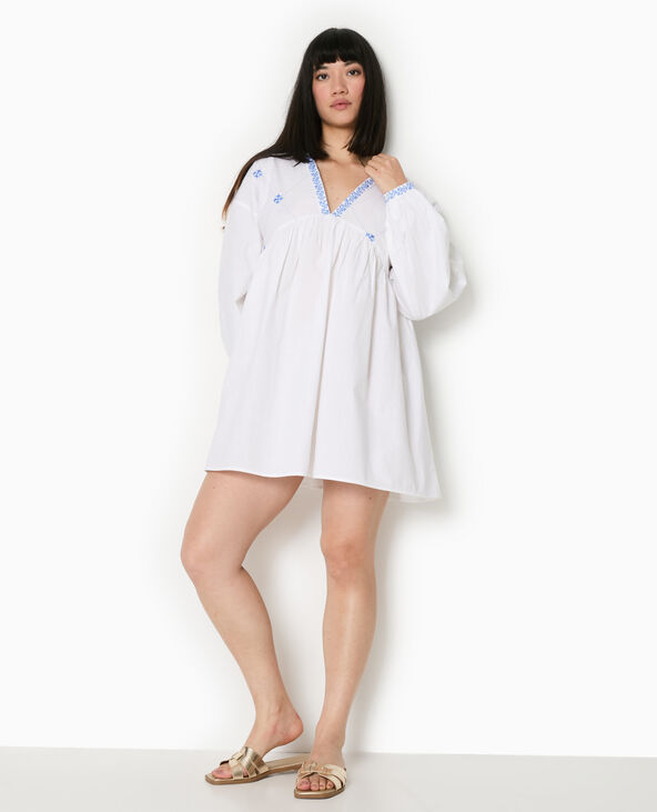 Robe brodée manches longues blanc - Pimkie
