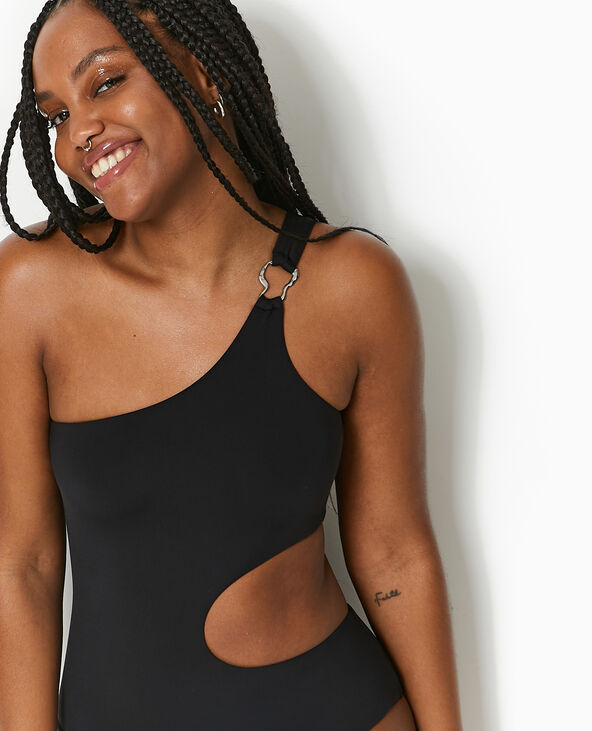 Maillot de bain 1 pièce asymétrique avec cut out noir - Pimkie