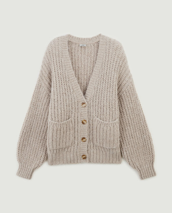 Gilet beige grosse sale maille