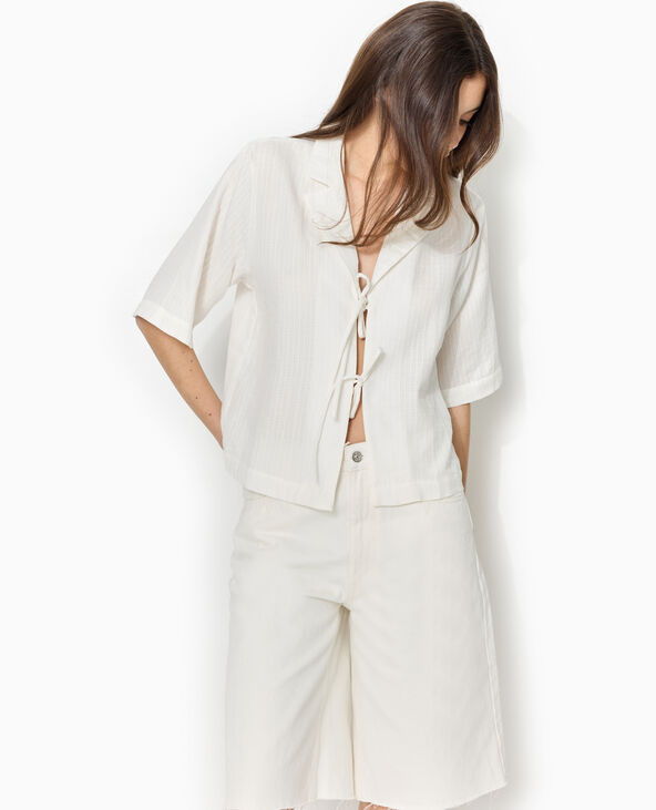 Chemise manches courtes avec liens à nouer blanc - Pimkie