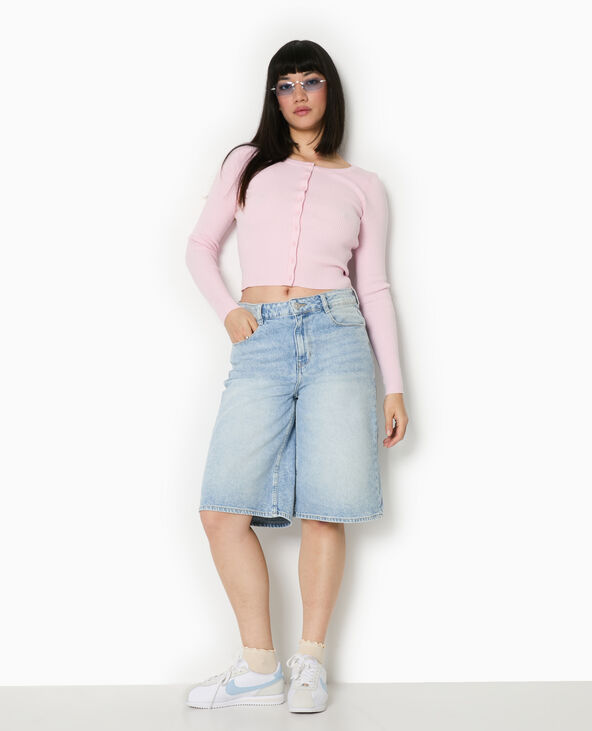 T-shirt gilet en maille côtelée rose clair - Pimkie