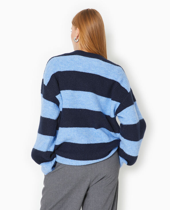 Pull oversize en maille rayée bleu - Pimkie