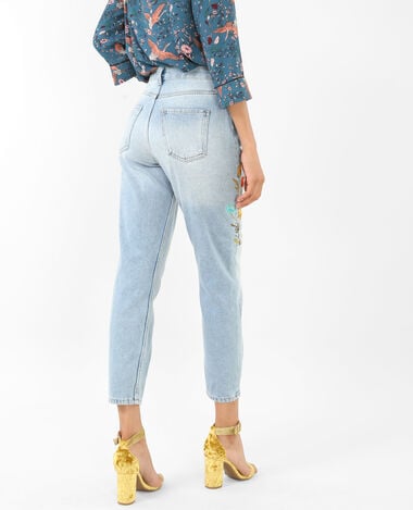 Jean mum à broderies bleu - Pimkie