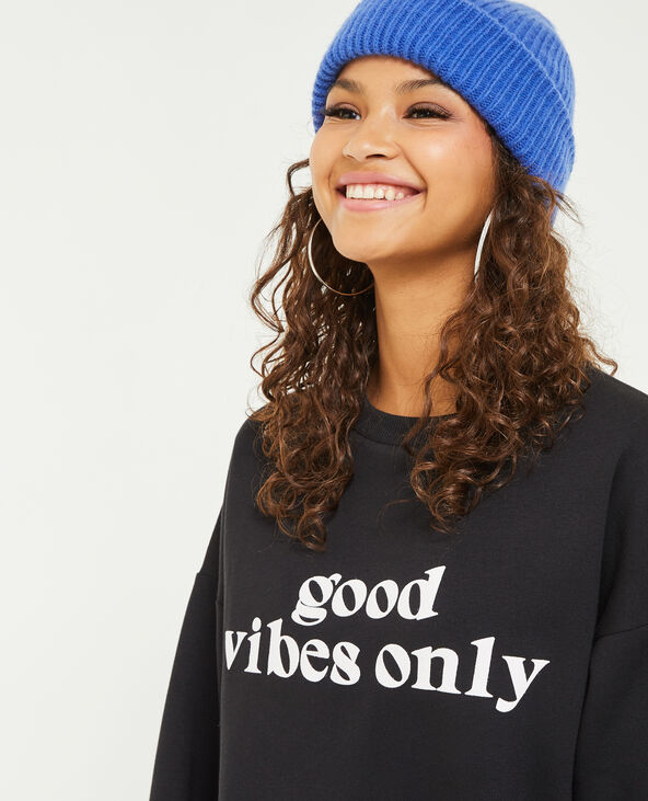 Sweat avec flocage noir - Pimkie